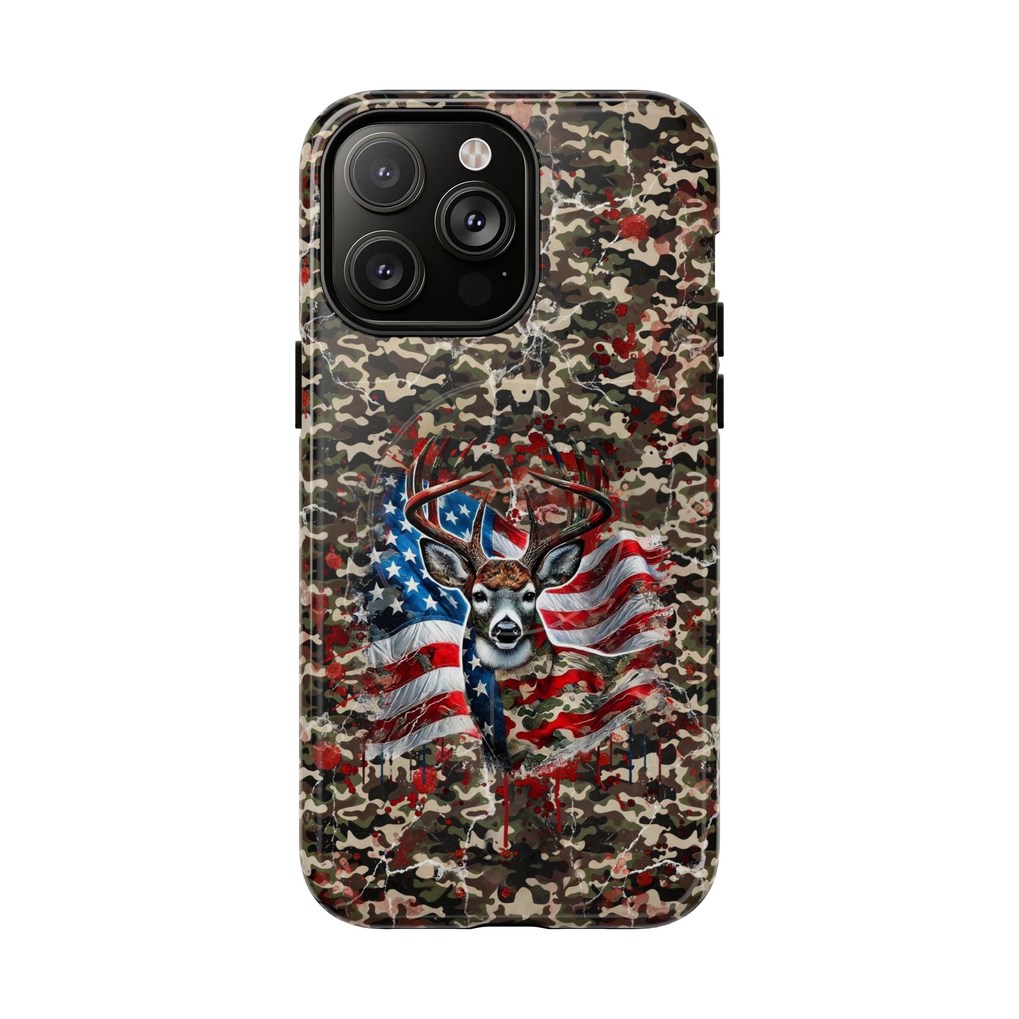 STARS AND STRIPES DEER HUNTING MAGNETIC PHONE CASE - TLHG1905264