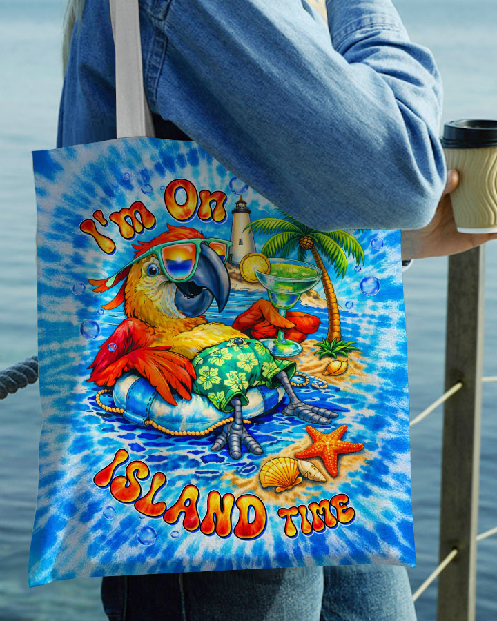 I'M ON ISLAND TIME PARROT SWIRL TOTE BAG  - TLTW1304263