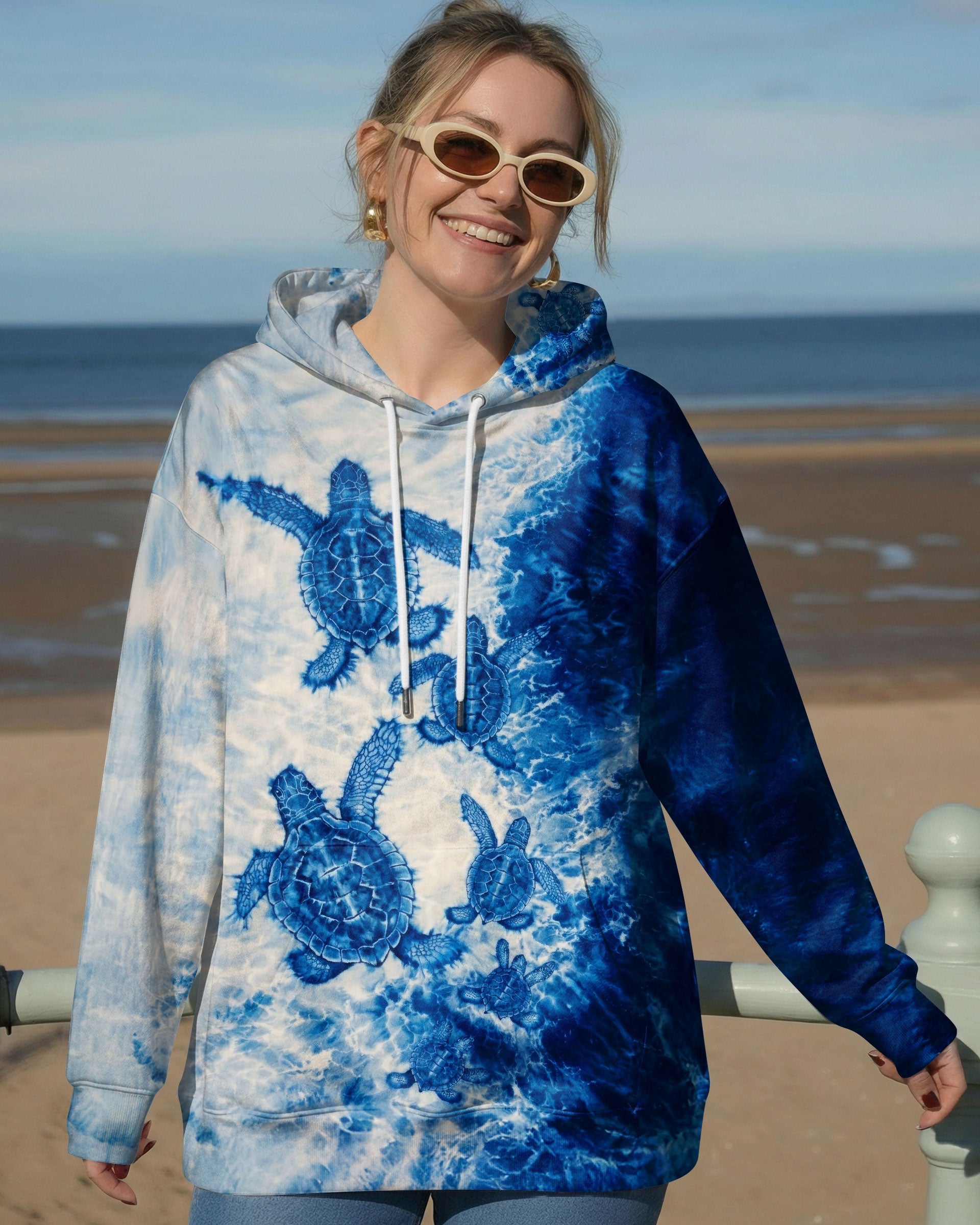 SEA TURTLE FAMILY WAVES  ALL OVER PRINT - TLTW1504263