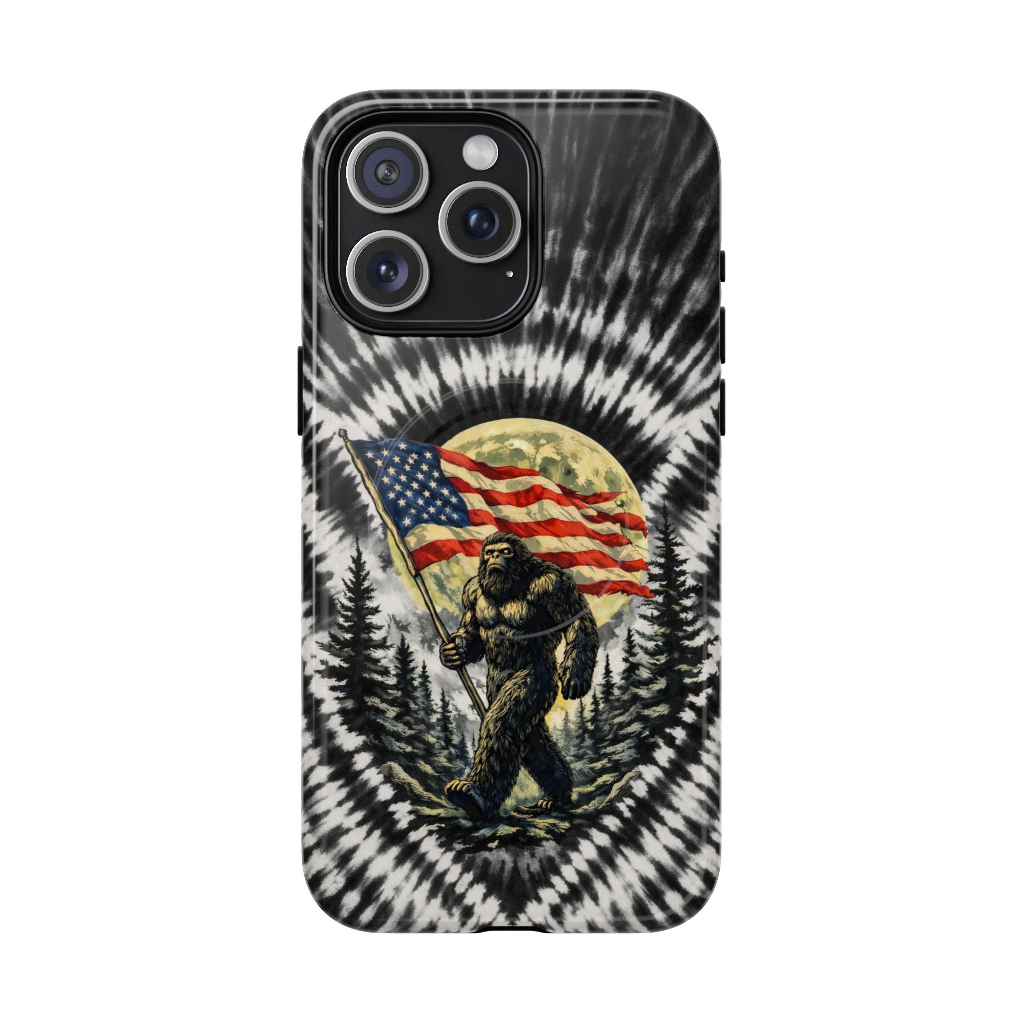 BIGFOOT WITH FLAG MOON SWIRL MAGNETIC PHONE CASE  - TLNT0805261