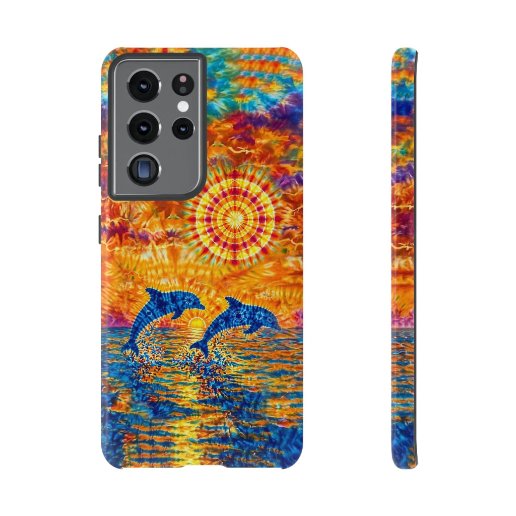 TWO DOLPHINS SUNSET WATERCOLOR PATTERN  PHONE CASE   - TLHN1205264