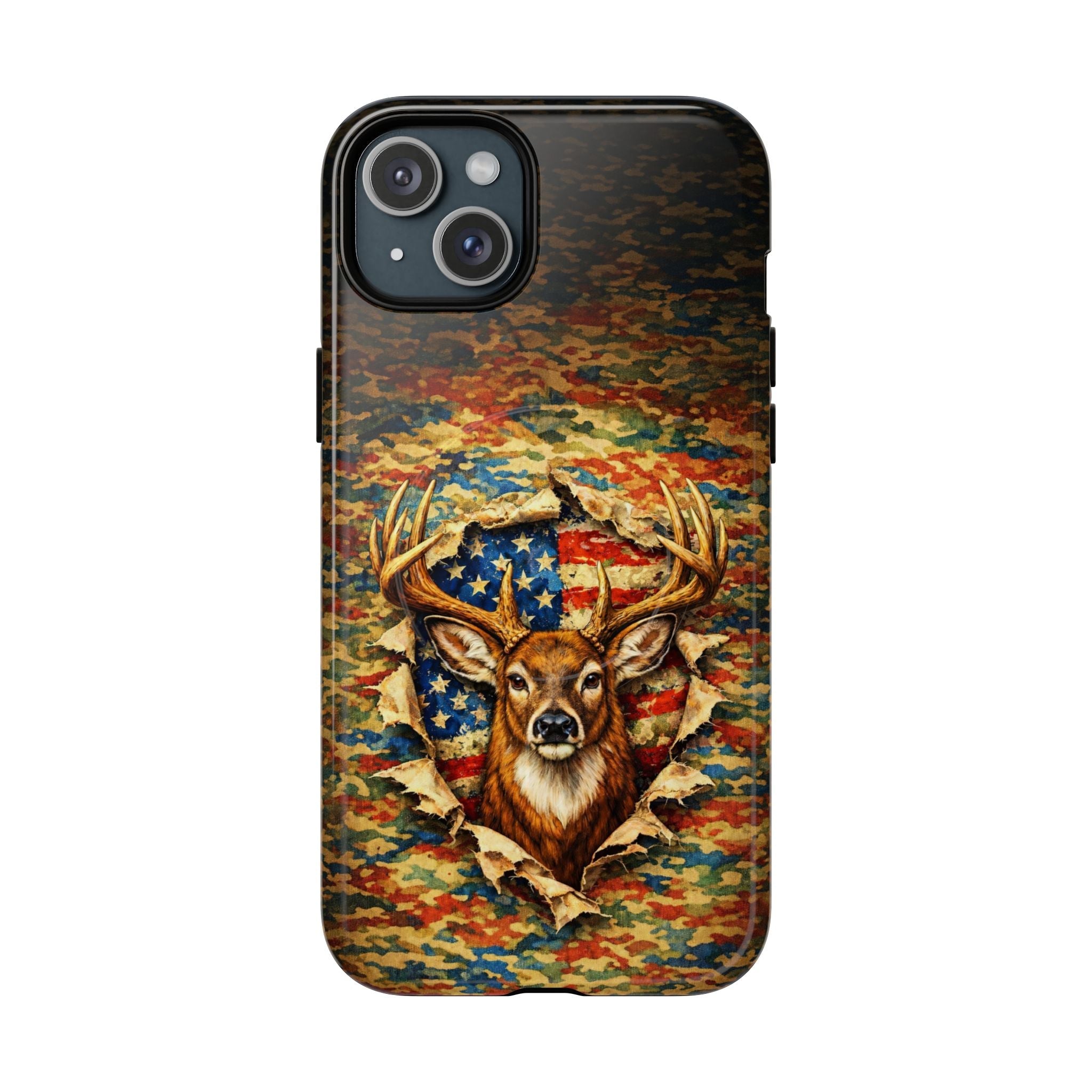 HUNTING DEER CAMOUFLAGE STARS AND STRIPES MAGNETIC PHONE CASE  - TLNT0405261