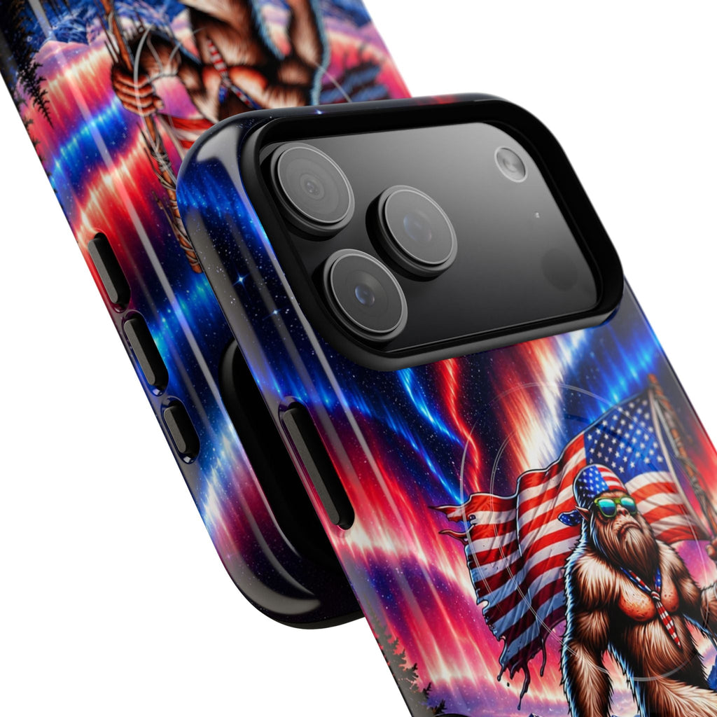 BIGFOOT UNDER RED WHITE & BLUE AURORA MAGNETIC PHONE CASE   - TLHN0306264