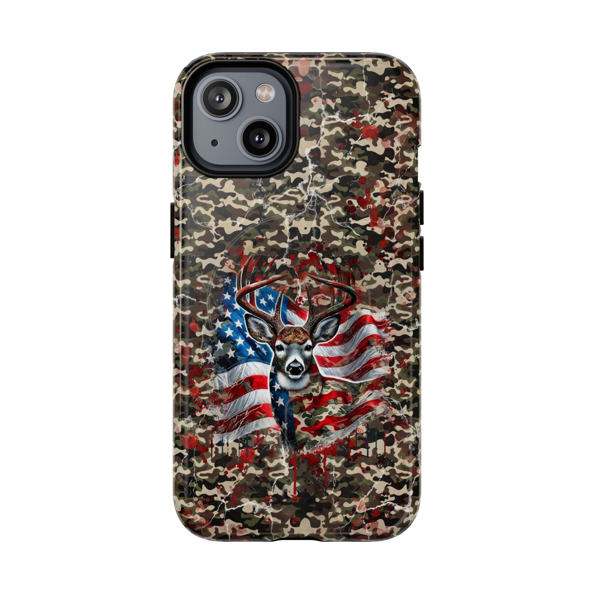 STARS AND STRIPES DEER HUNTING MAGNETIC PHONE CASE - TLHG1905264