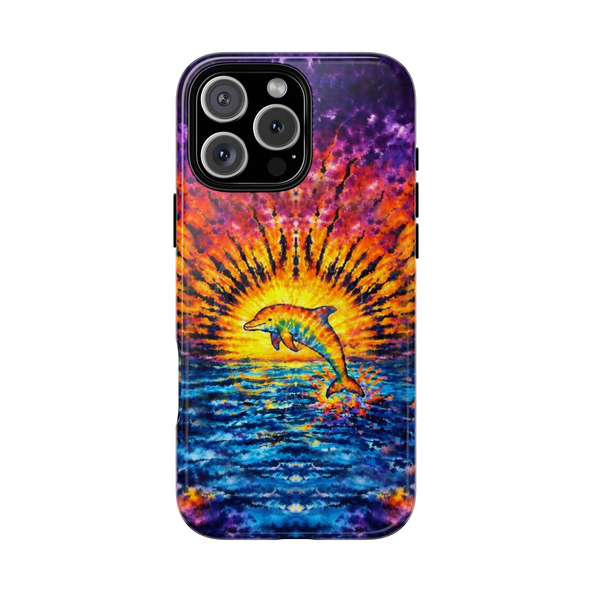 DOLPHIN SUNSET WATERCOLOR PATTERN MAGNETIC PHONE CASE  - TLHN2104264