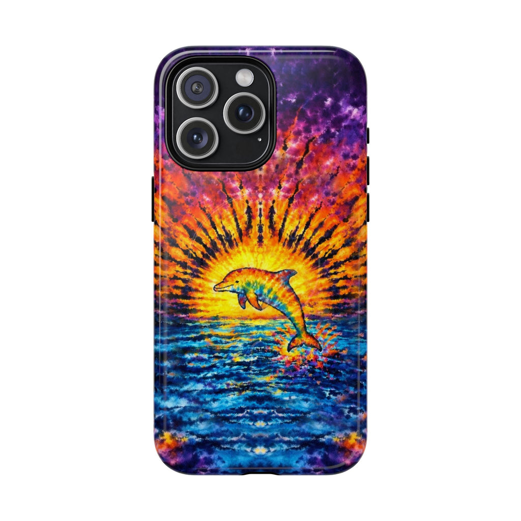 DOLPHIN SUNSET WATERCOLOR PATTERN MAGNETIC PHONE CASE  - TLHN2104264