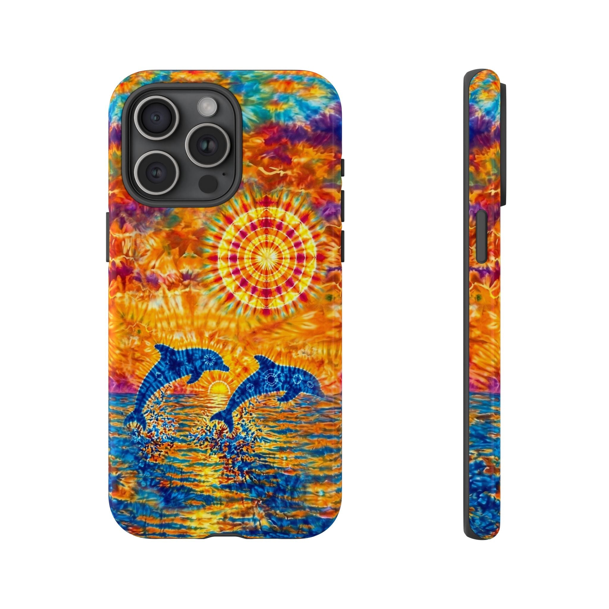 TWO DOLPHINS SUNSET WATERCOLOR PATTERN  PHONE CASE   - TLHN1205264