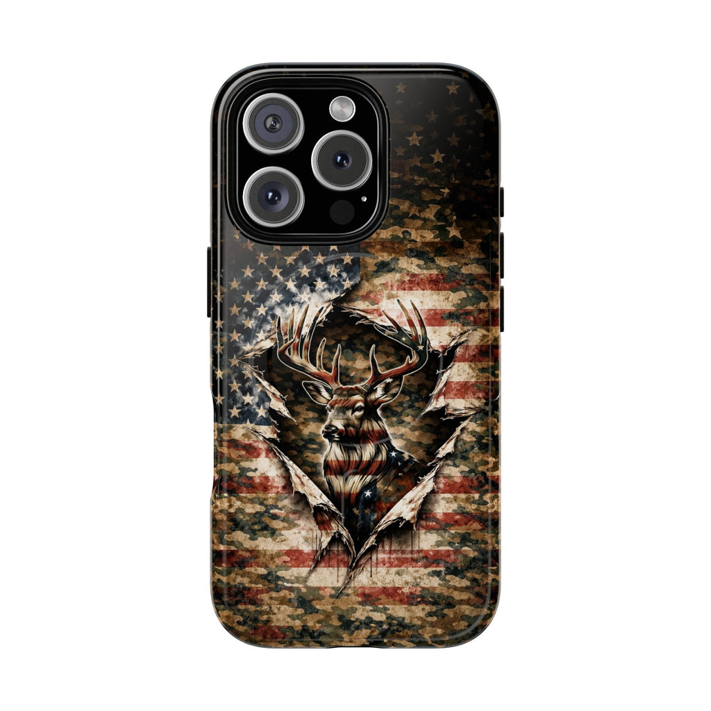 GRUNGE STARS AND STRIPES DEER HUNTING MAGNETIC  PHONE CASE  - TLNT0605262