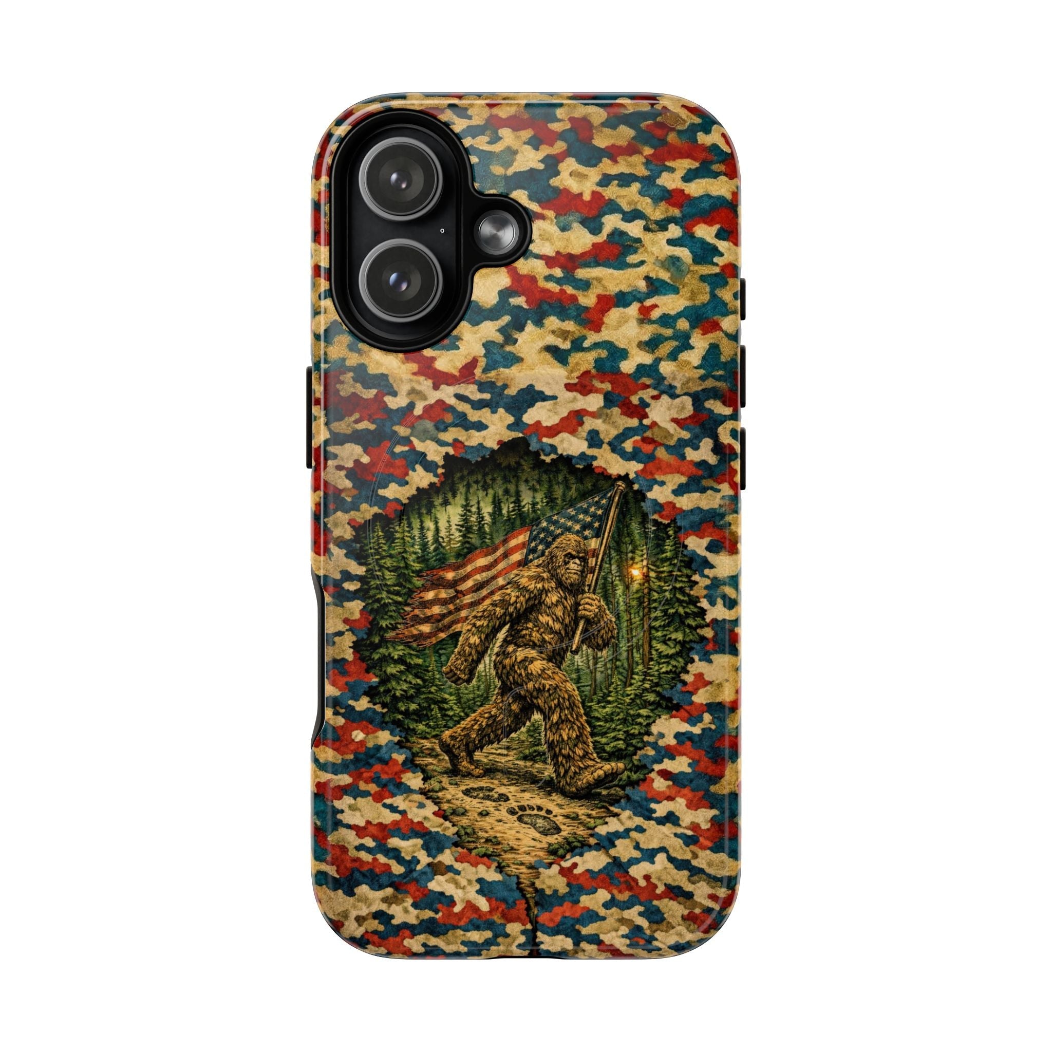 BIGFOOT WITH FLAG CAMOUFLAGE MAGNETIC PHONE CASE  - TLNT1305261