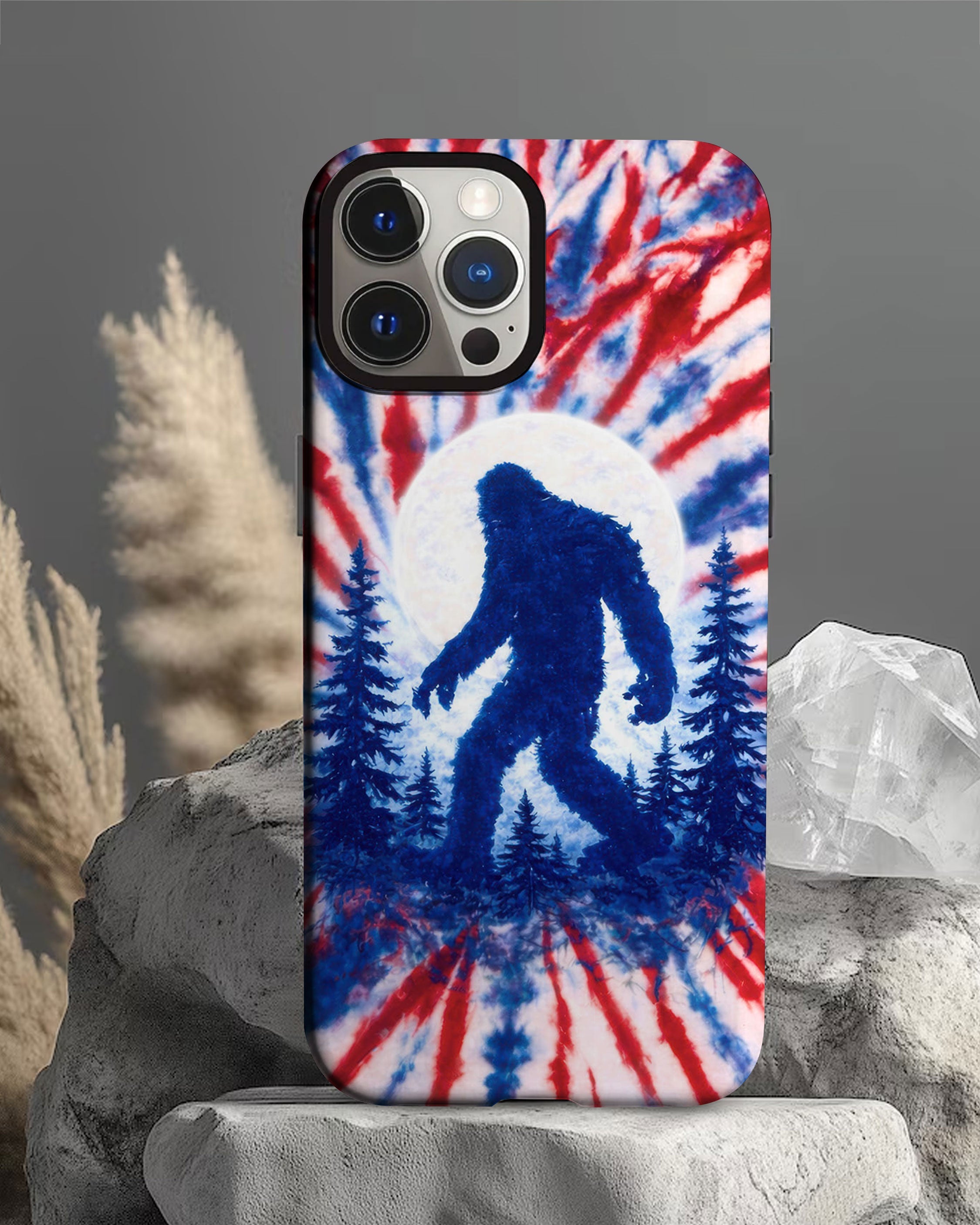 BIGFOOT IN THE FOREST RED WHITE & BLUE SWIRL PHONE CASE  - TLTW2505263