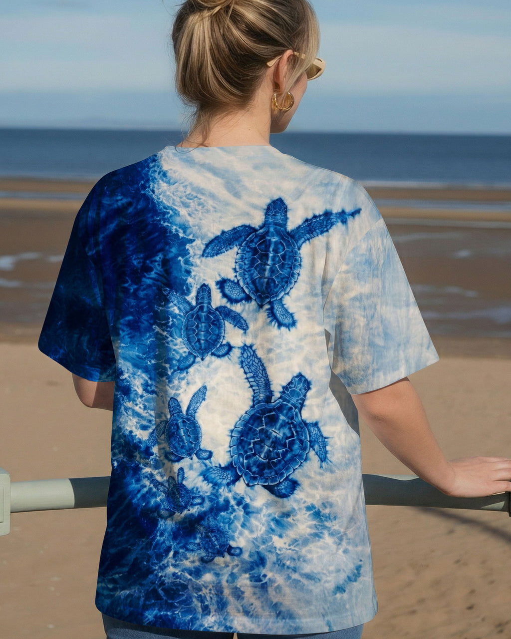 SEA TURTLE FAMILY WAVES  ALL OVER PRINT - TLTW1504263