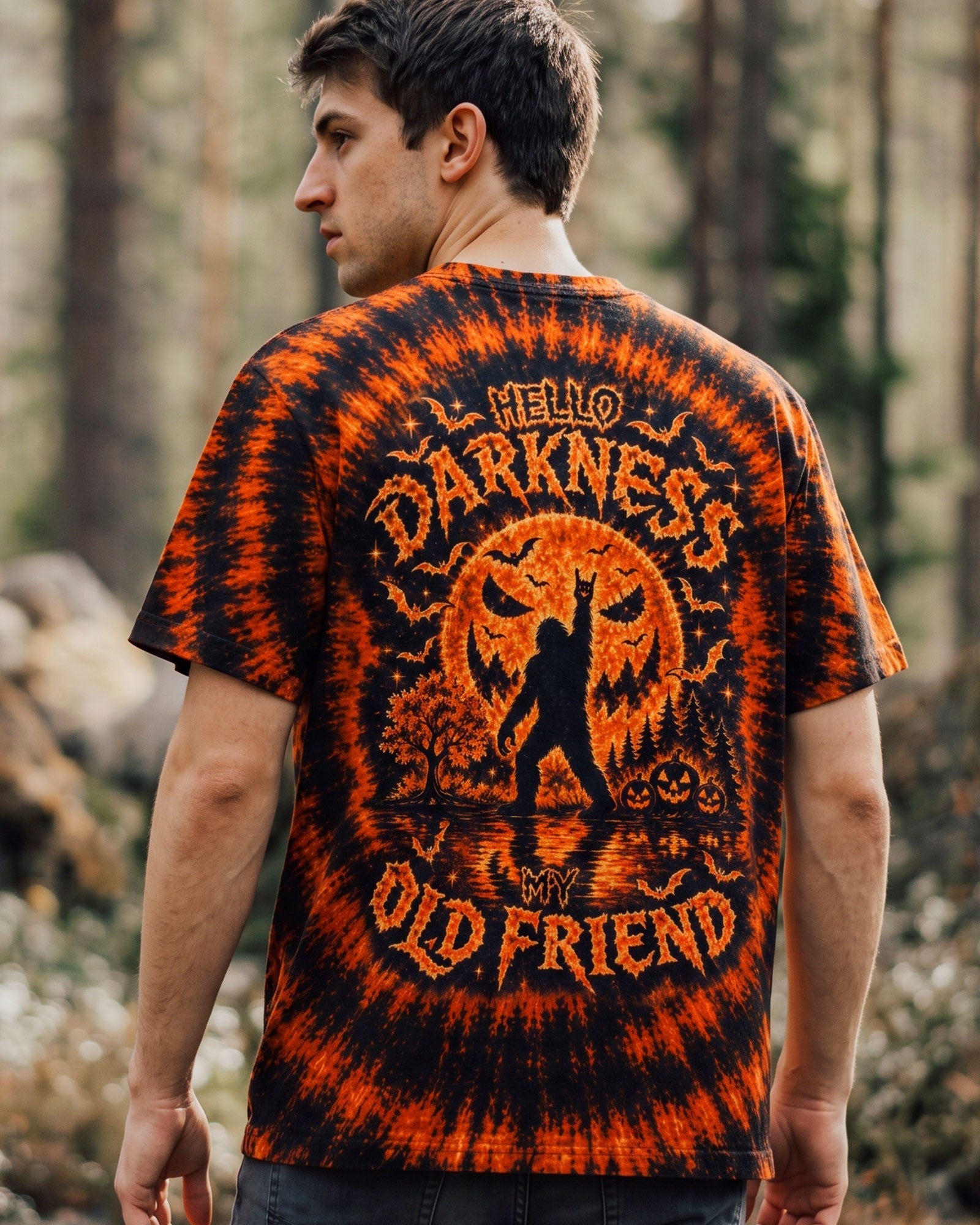 HELLO DARKNESS MY OLD FRIEND BIGFOOT HALLOWEEN ALL OVER PRINT - TLTW1707263