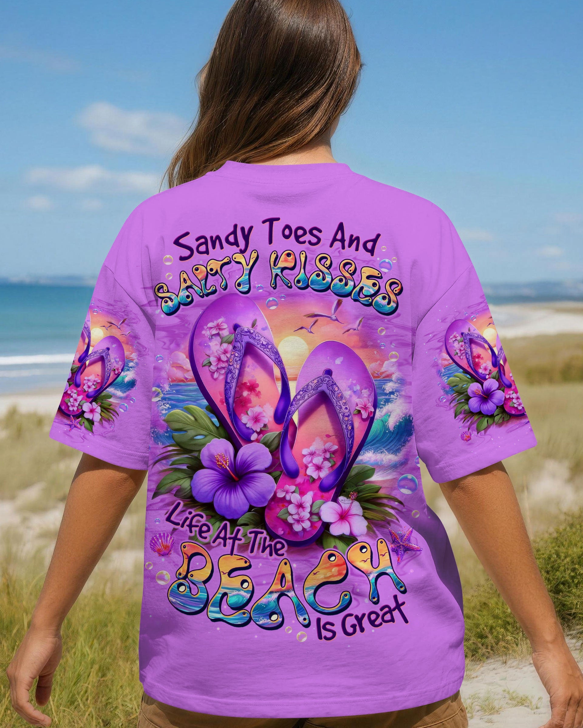 SANDY TOES AND SALTY KISSES FLIP FLOPS ALL OVER PRINT - TLTW0805263