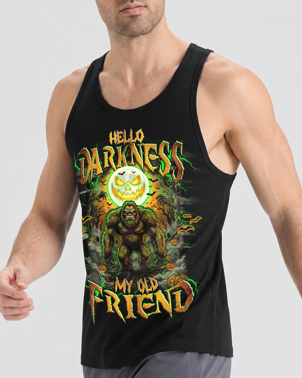 HELLO DARKNESS MY OLD FRIEND BIGFOOT HALLOWEEN ALL OVER PRINT  - TLHG2007263