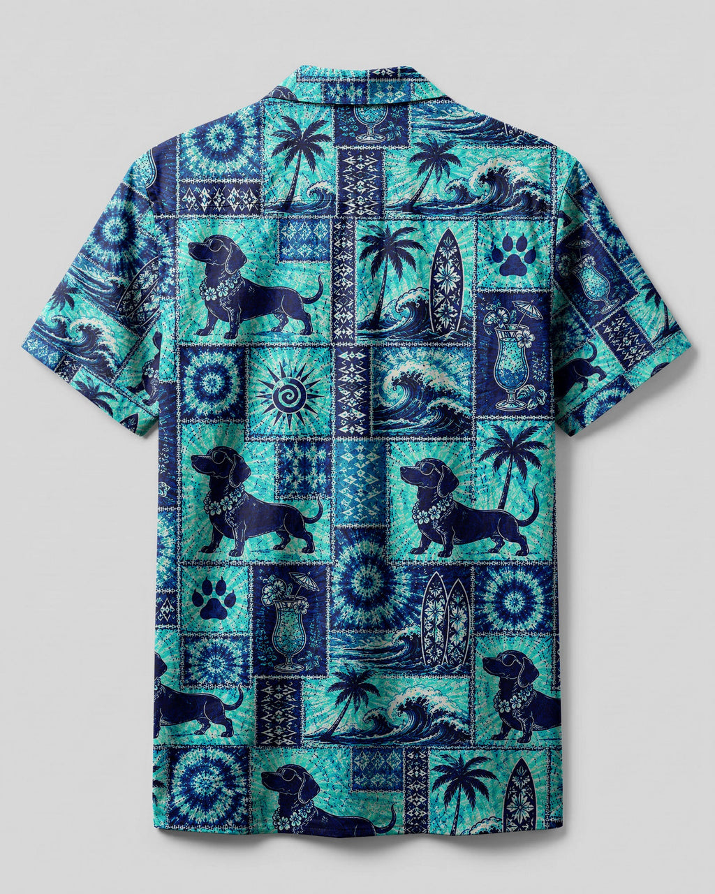 DACHSHUND DOG ISLAND PATCHWORK CAMP SHIRT - TLNO1507262