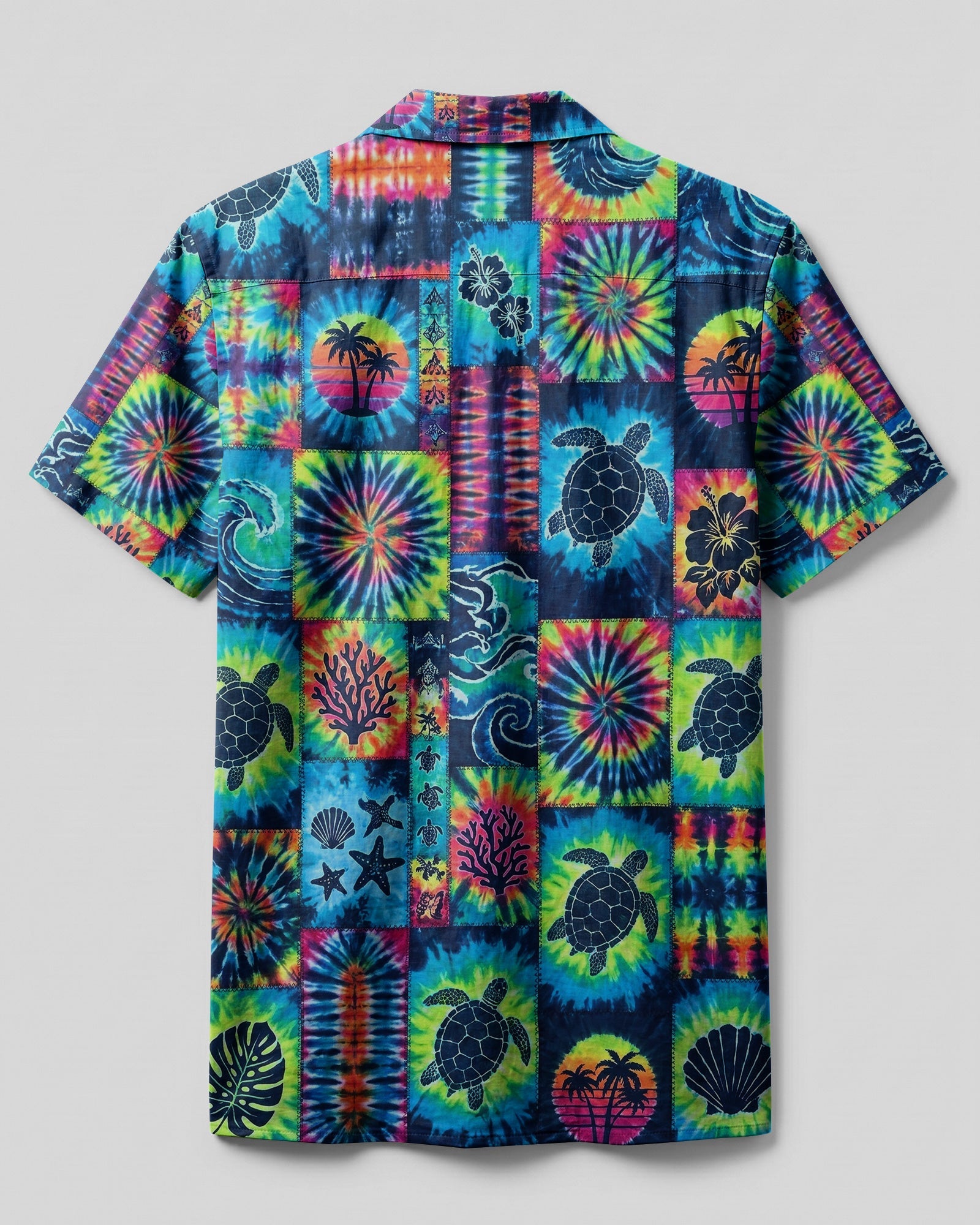 TROPICAL SEA TURTLE LAGOON PATCHWORK CAMP SHIRT - TLHG1607263
