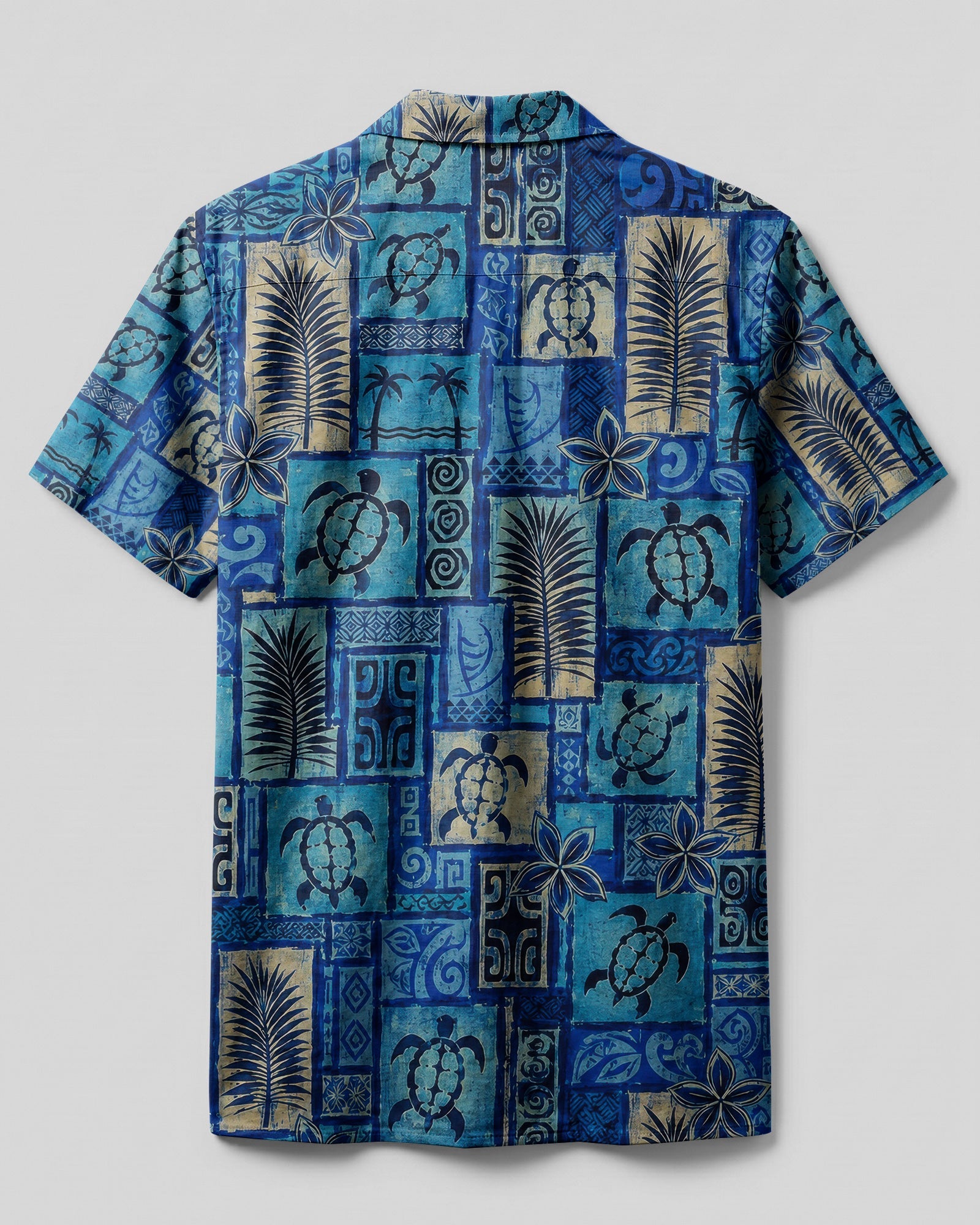 TROPICAL SEA TURTLE TRIBAL PATCHWORK CAMP SHIRT  - TLTW1507264