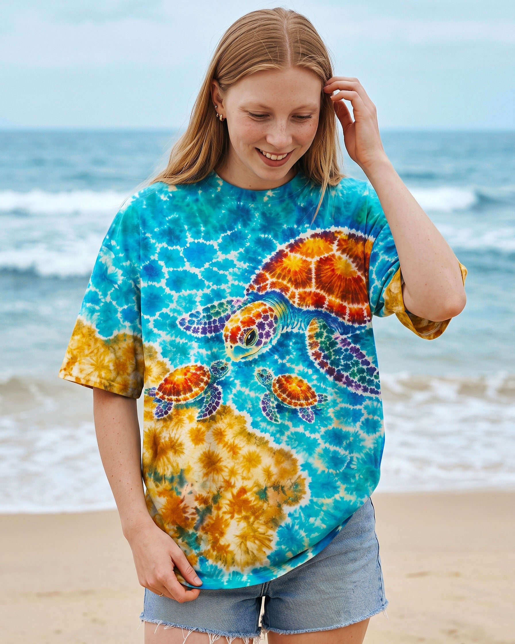 SEA TURTLES BY THE SHORE  BURST ALL OVER PRINT  - TLNO2606262