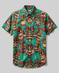 TIKI HEAD PATTERN BUTTON-DOWN COLLAR  SHIRT  - TLTW0107263