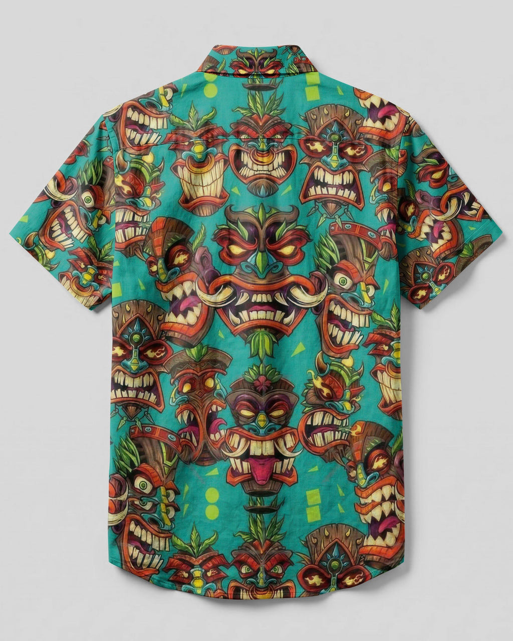TIKI HEAD PATTERN BUTTON-DOWN COLLAR  SHIRT  - TLTW0107263