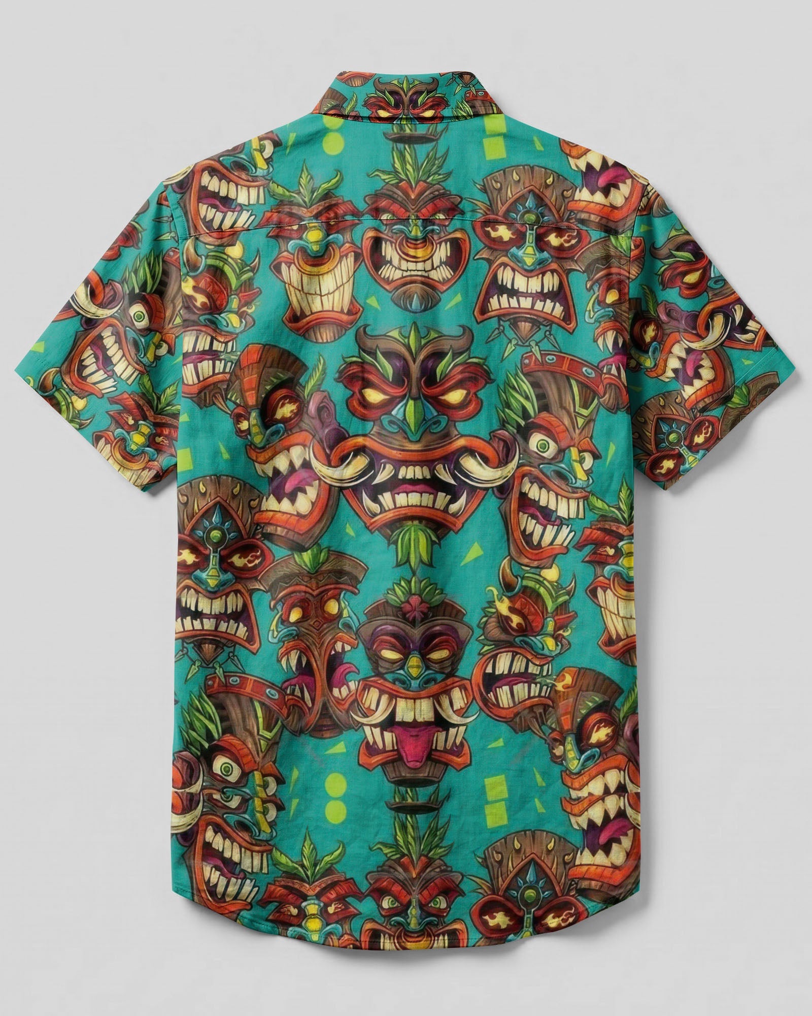 TIKI HEAD PATTERN BUTTON-DOWN COLLAR  SHIRT  - TLTW0107263