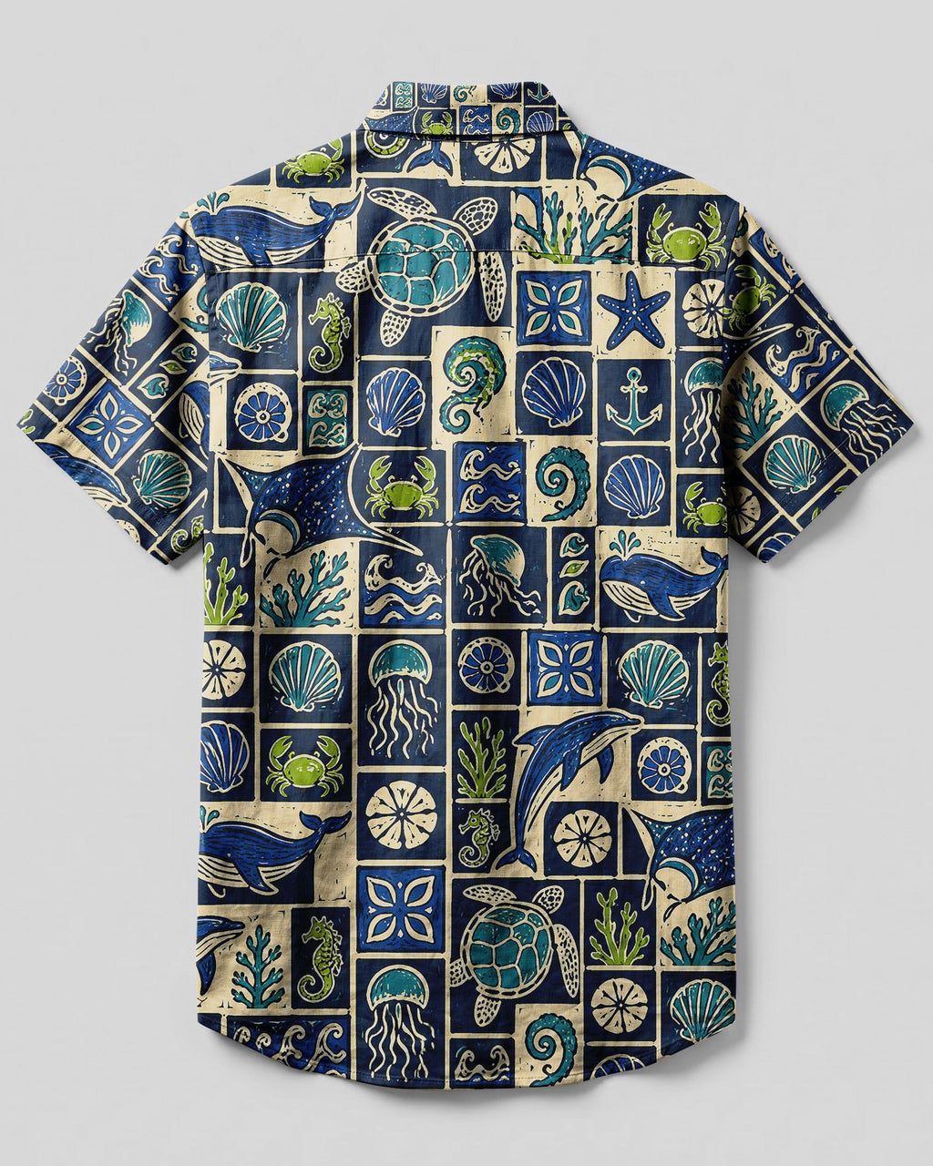 OCEAN MOSAIC BUTTON-DOWN COLLAR SHIRT - KMTM2506261