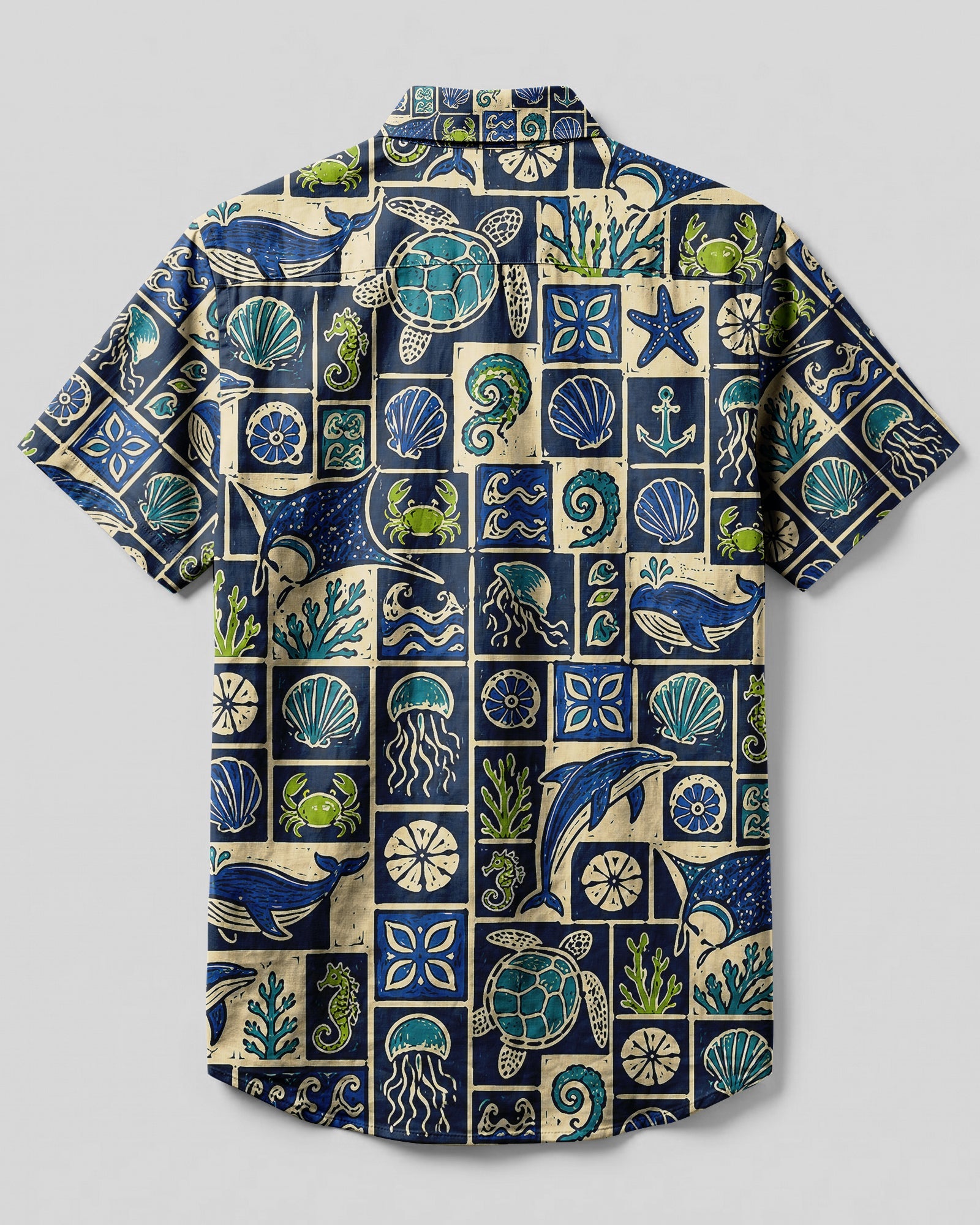 OCEAN MOSAIC BUTTON-DOWN COLLAR SHIRT - KMTM2506261