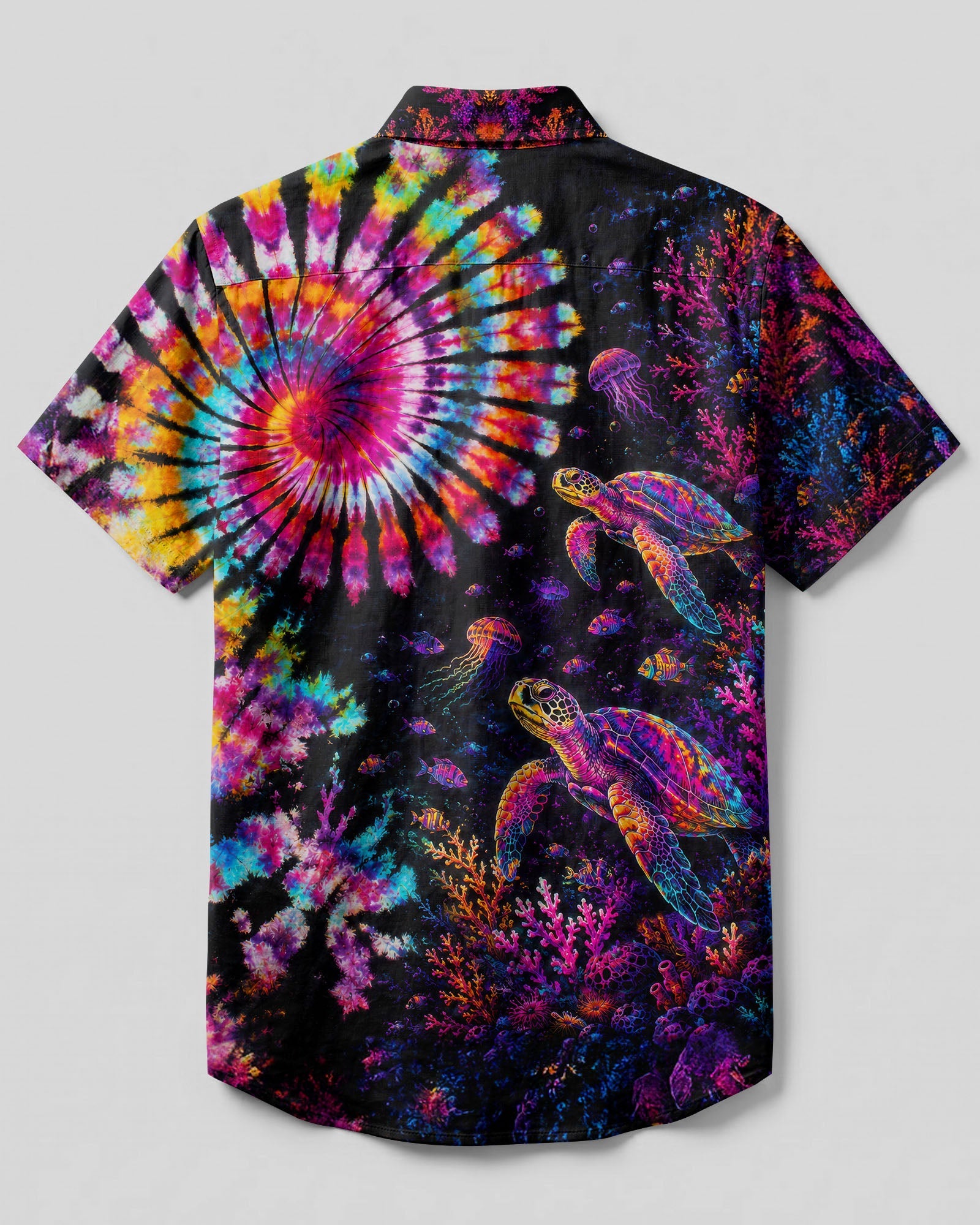 NEON OCEAN WONDERLAND TURTLE BUTTON-DOWN COLLAR SHIRT - TLTW1806262