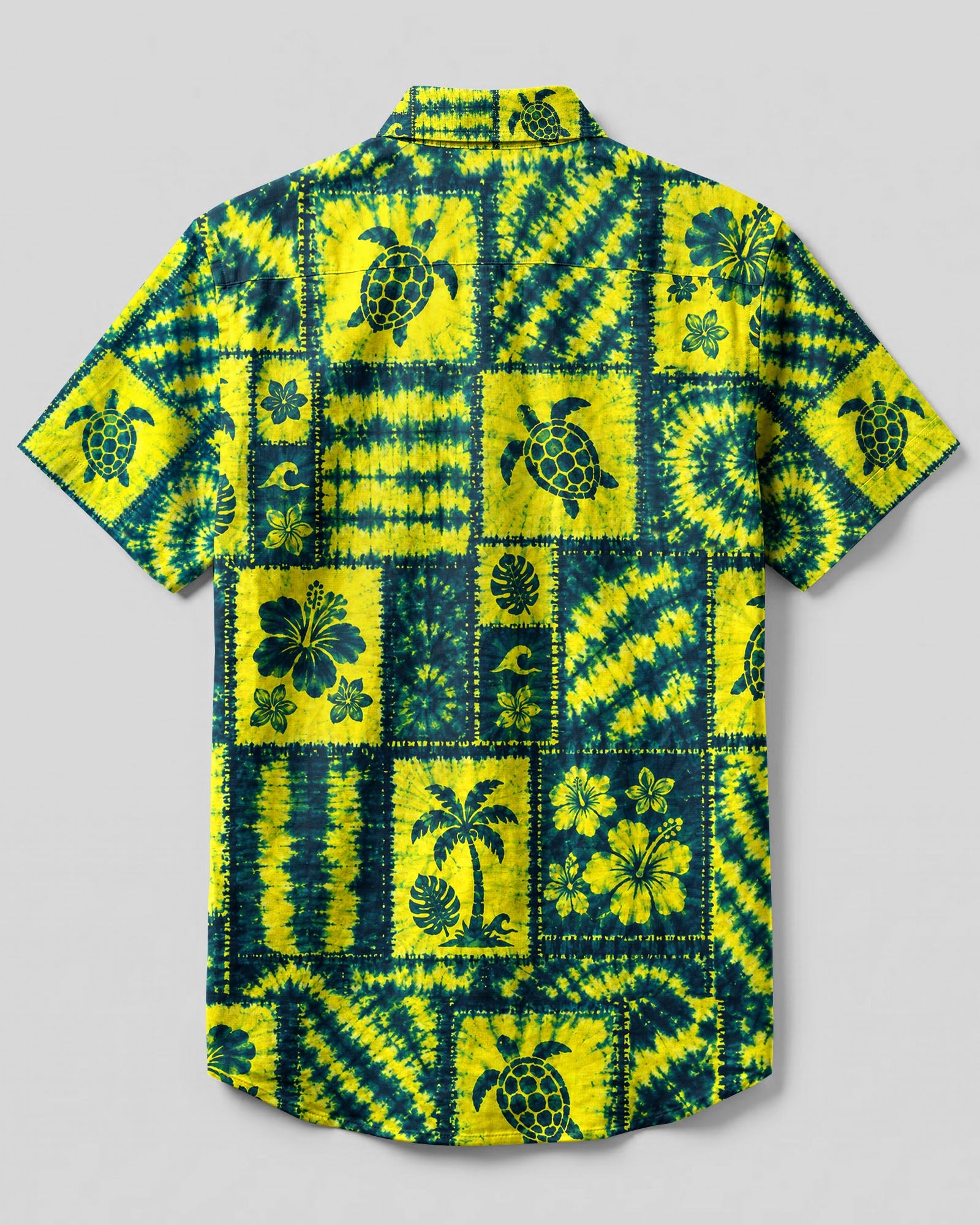 ISLAND TURTLE NEON PATCHWORK BUTTON-DOWN COLLAR SHIRT - TLHG0307265