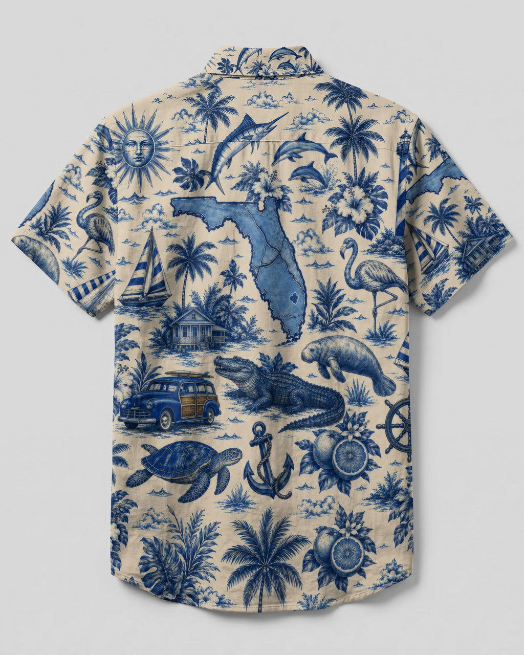 TROPICAL FLORIDA PATTERN BUTTON-DOWN COLLAR  SHIRT - TLTW2506263