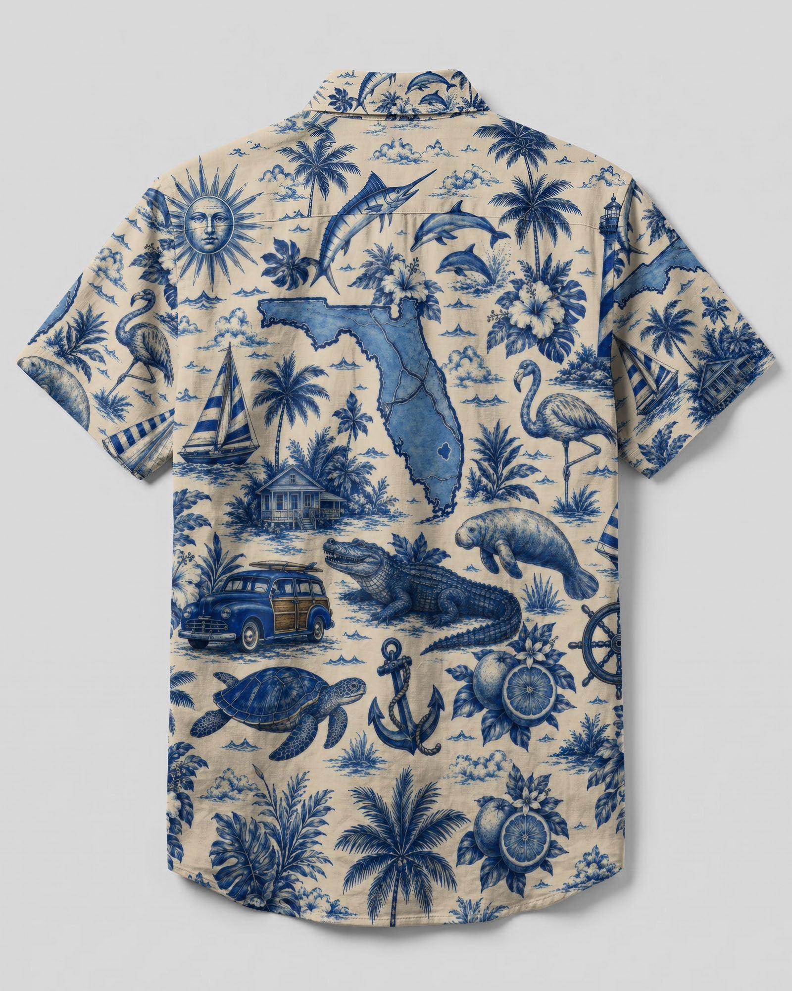 TROPICAL FLORIDA PATTERN BUTTON-DOWN COLLAR  SHIRT - TLTW2506263