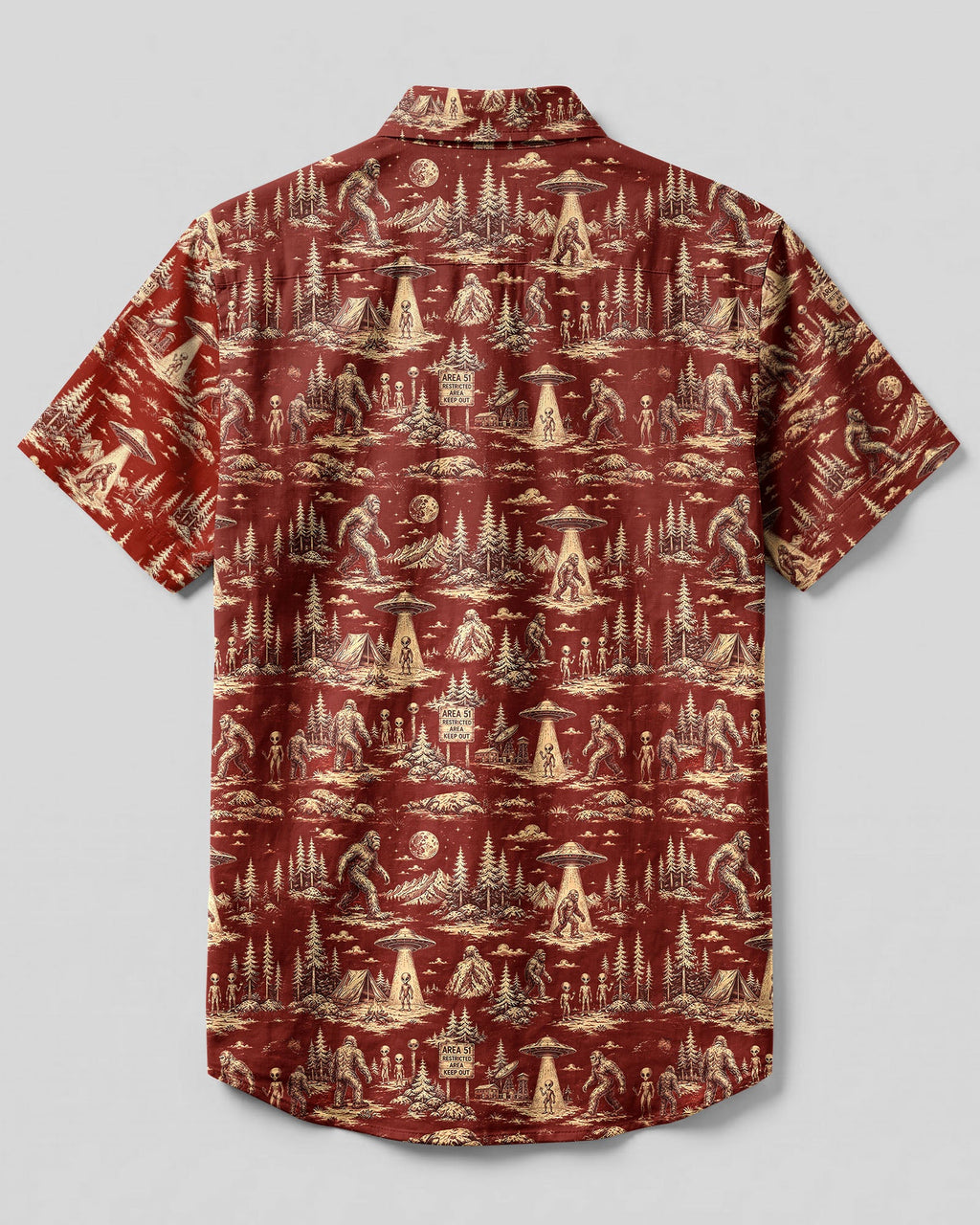 BIGFOOT ALIEN UFO BUTTON-DOWN COLLAR SHIRT  - TLHG0206261