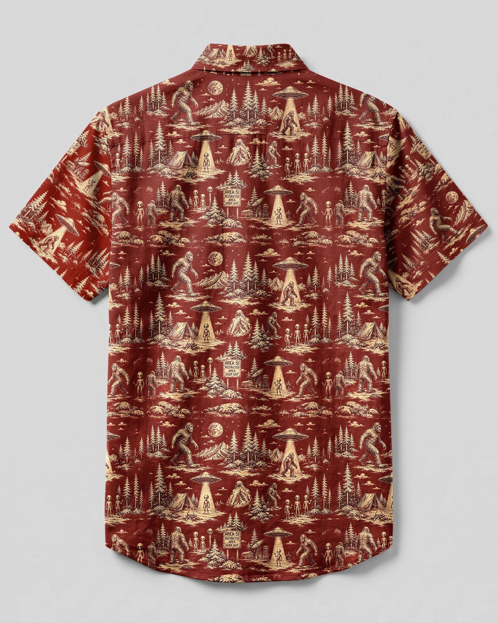 BIGFOOT ALIEN UFO BUTTON-DOWN COLLAR SHIRT  - TLHG0206261
