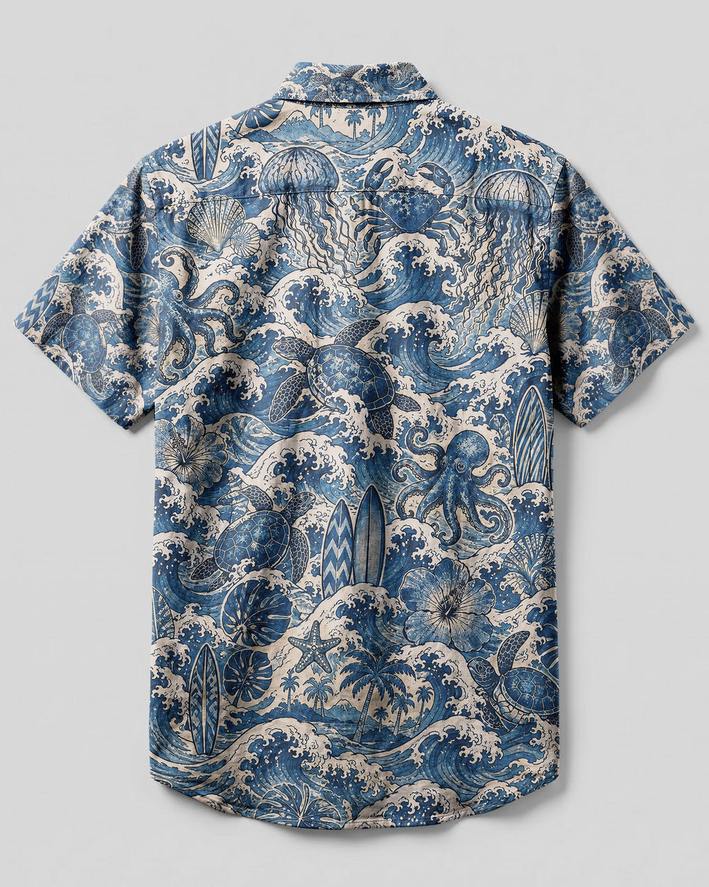 OCEAN TREASURES WAVE PATTERN BUTTON-DOWN COLLAR SHIRT - KMTM1706264