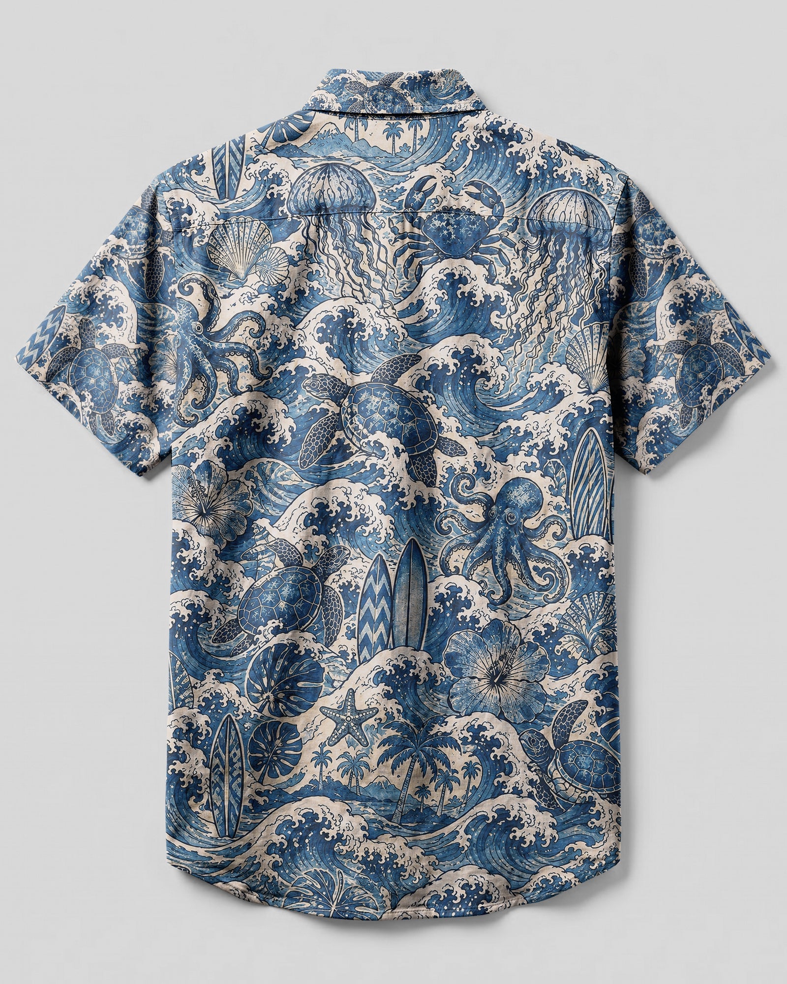 OCEAN TREASURES WAVE PATTERN BUTTON-DOWN COLLAR SHIRT - KMTM1706264