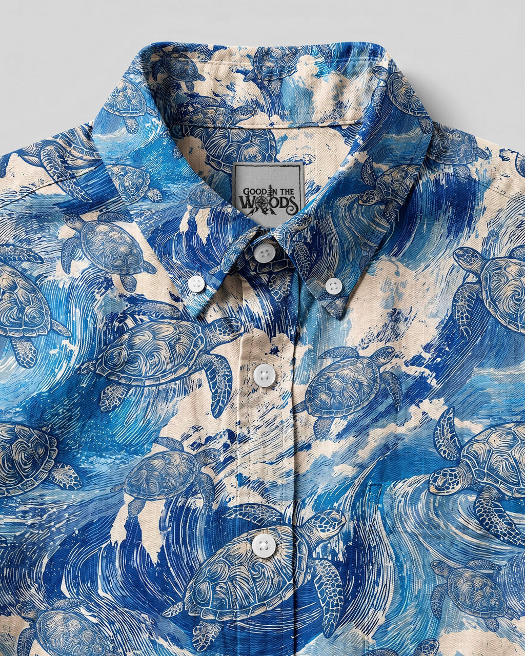 OCEAN TURTLE WAVES BUTTON-DOWN COLLAR SHIRT - TYQY0207263