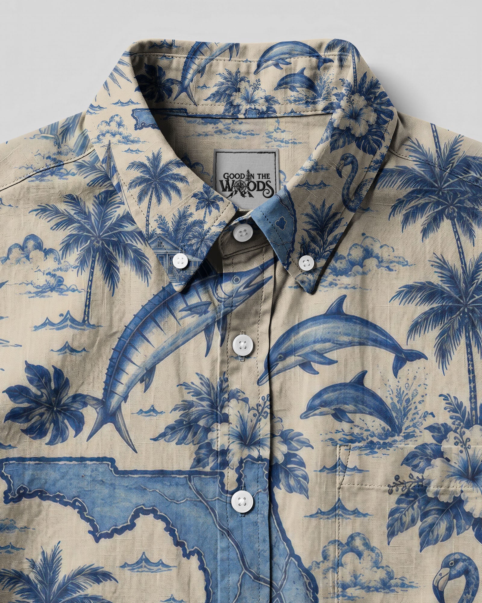 TROPICAL FLORIDA PATTERN BUTTON-DOWN COLLAR  SHIRT - TLTW2506263