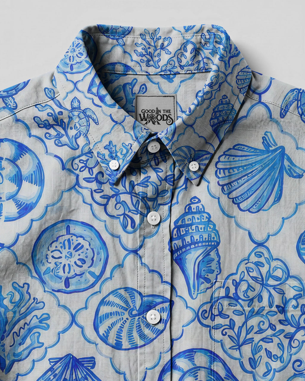 OCEAN LIFE SEAMLESS BUTTON-DOWN COLLAR  SHIRT  - TLTW0307263