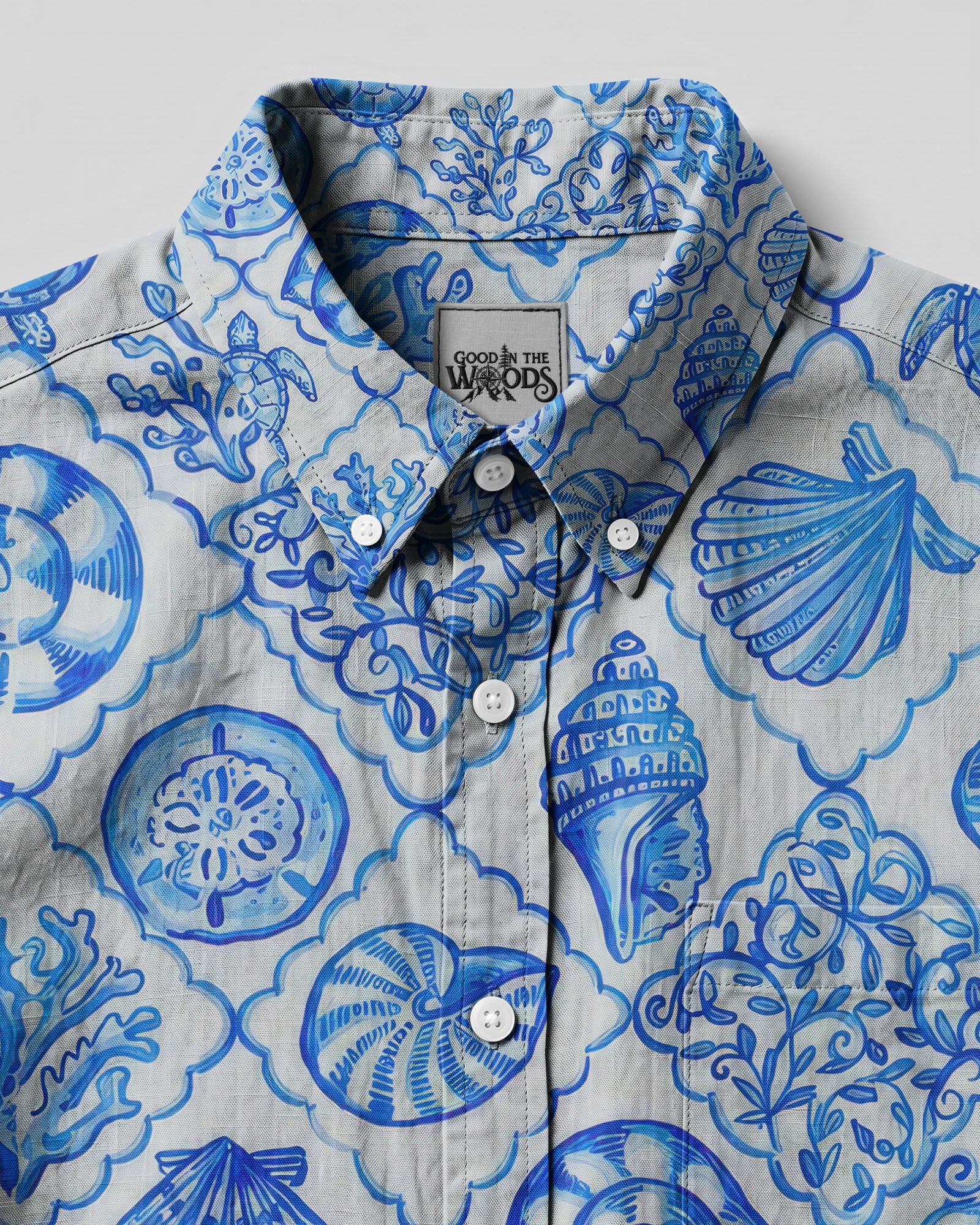 OCEAN LIFE SEAMLESS BUTTON-DOWN COLLAR  SHIRT  - TLTW0307263