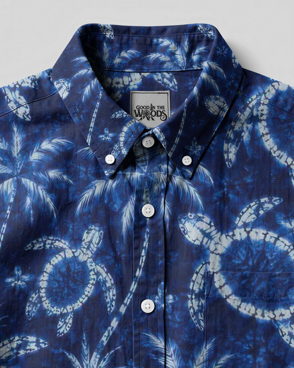 TROPICAL TURTLE V PATTERN BUTTON-DOWN COLLAR SHIRT  - TLTW3006262
