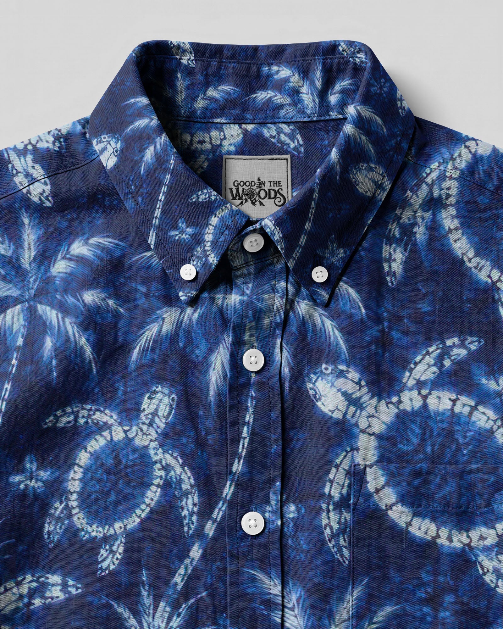 TROPICAL TURTLE V PATTERN BUTTON-DOWN COLLAR SHIRT  - TLTW3006262
