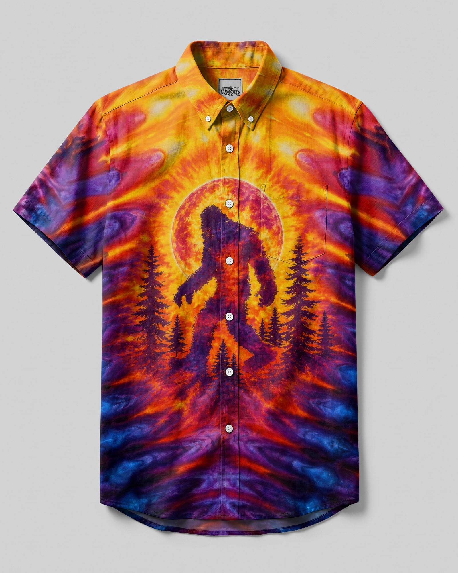 BIGFOOT UNDER MOON BUTTON-DOWN COLLAR SHIRT  - TLTW2906262
