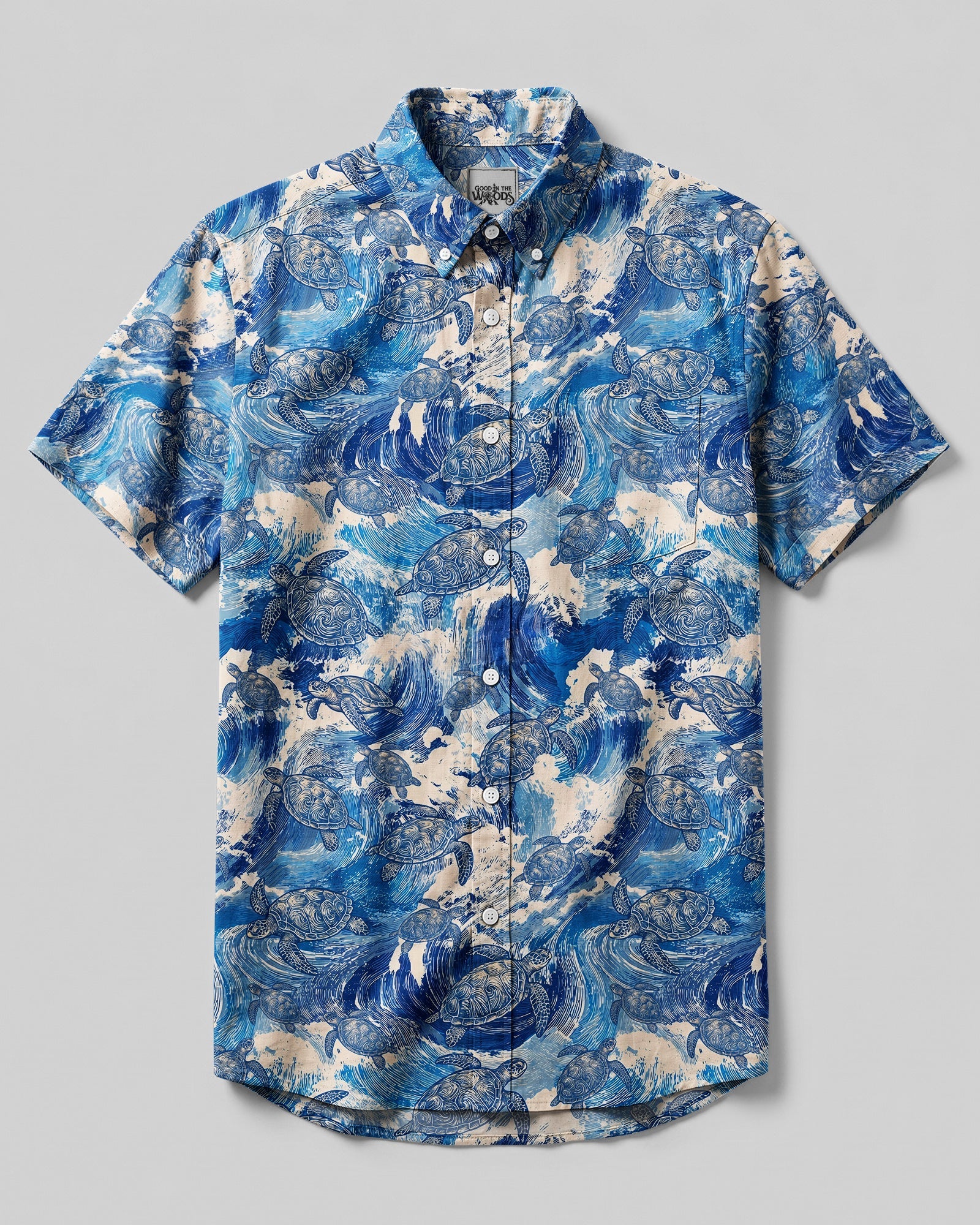 OCEAN TURTLE WAVES BUTTON-DOWN COLLAR SHIRT - TYQY0207263