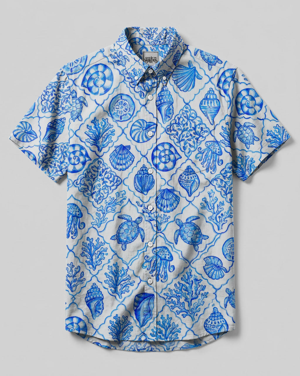 OCEAN LIFE SEAMLESS BUTTON-DOWN COLLAR  SHIRT  - TLTW0307263