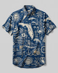 VINTAGE TROPICAL FLORIDA PATTERN BUTTON-DOWN COLLAR  SHIRT - TLTW2406262
