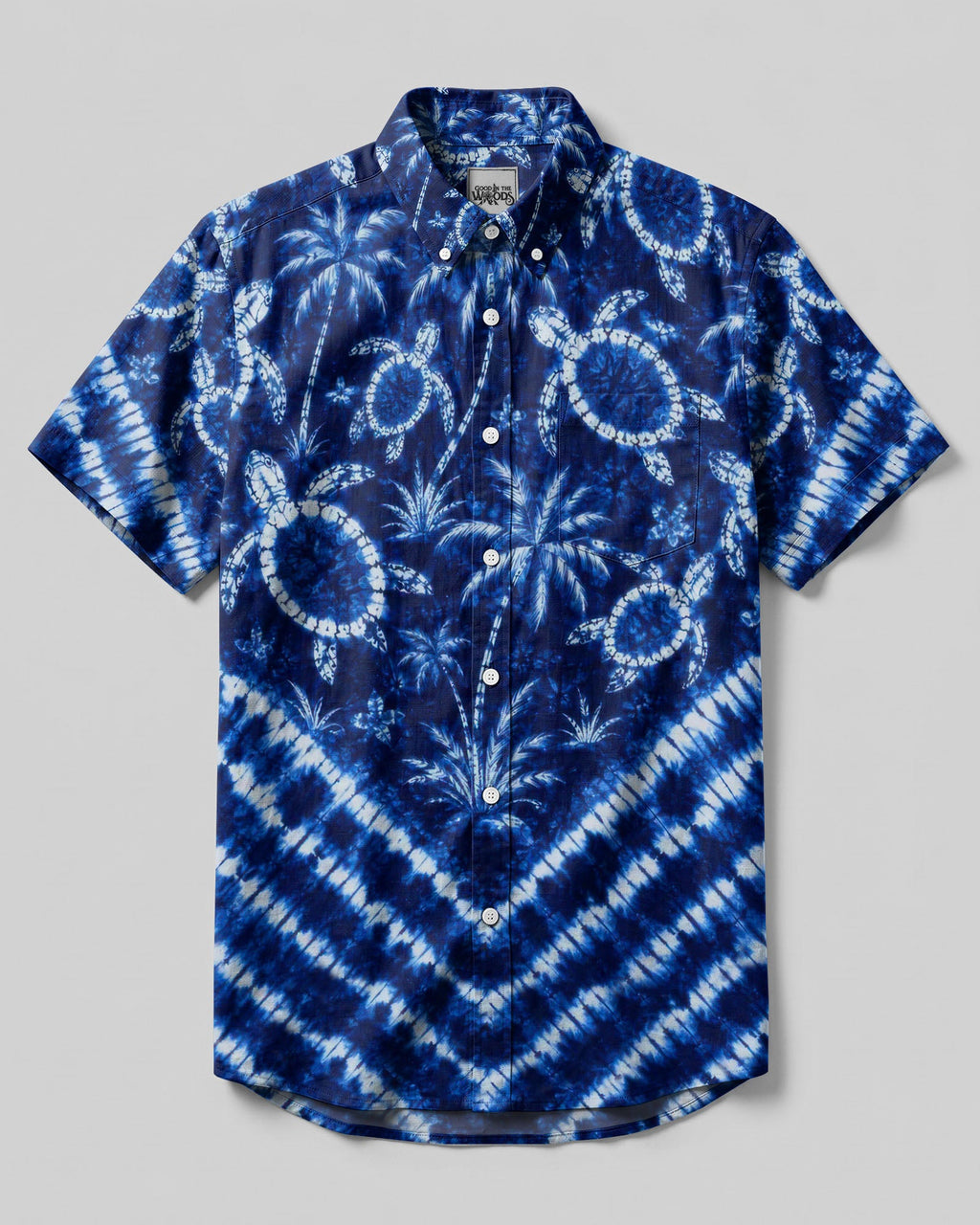 TROPICAL TURTLE V PATTERN BUTTON-DOWN COLLAR SHIRT  - TLTW3006262