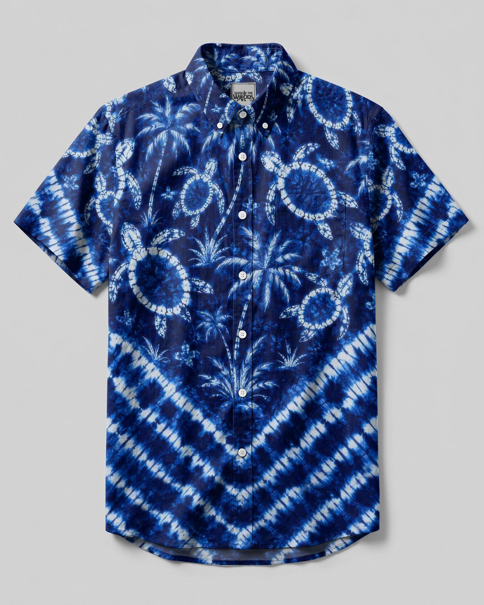 TROPICAL TURTLE V PATTERN BUTTON-DOWN COLLAR SHIRT  - TLTW3006262