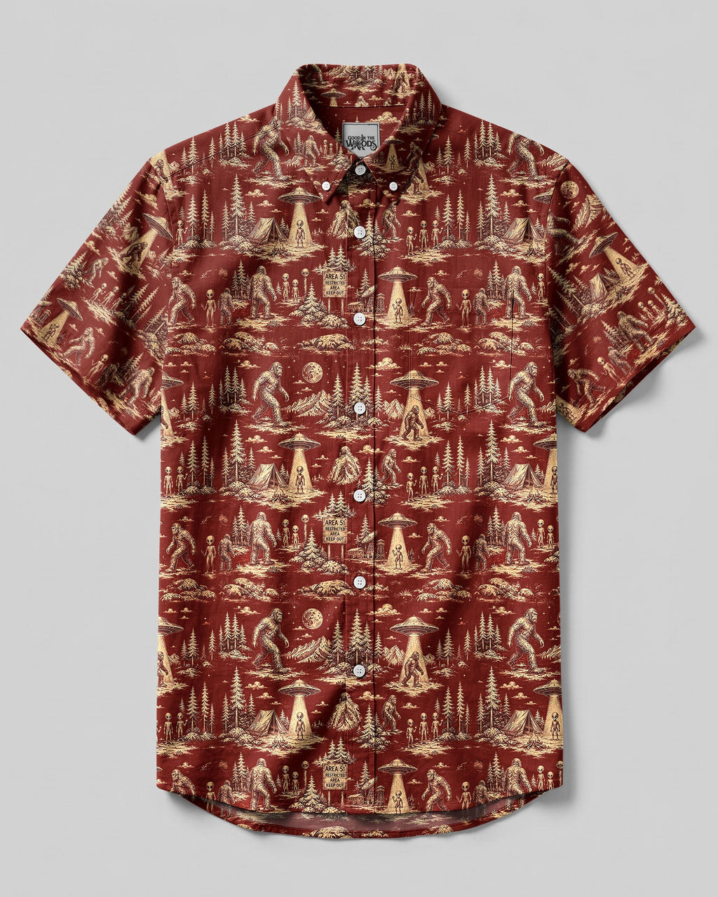 BIGFOOT ALIEN UFO BUTTON-DOWN COLLAR SHIRT  - TLHG0206261
