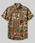 TRIBAL ISLAND TURTLE PATCHWORK BUTTON-DOWN COLLAR SHIRT - TLHG3006263