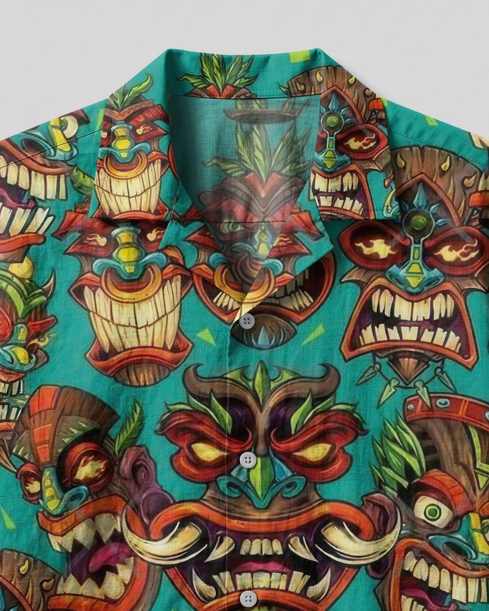 TIKI HEAD PATTERN CAMP SHIRT  - TLTW0107262